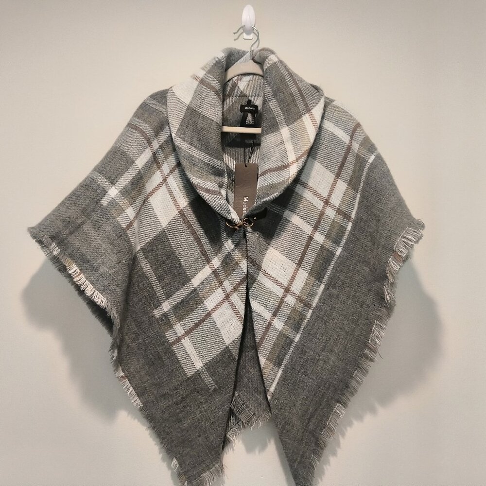 Modena NWT gray and brown plaid shawl/wrap